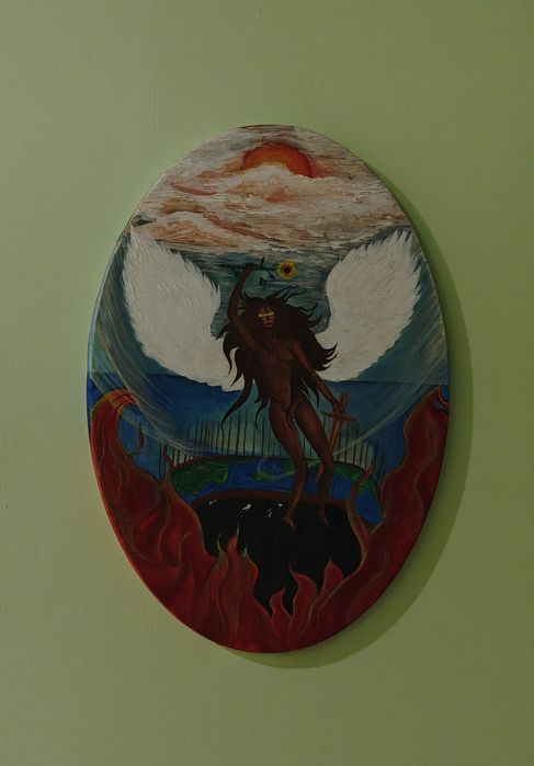 Картина акрил на овално платно "Angel of small death"