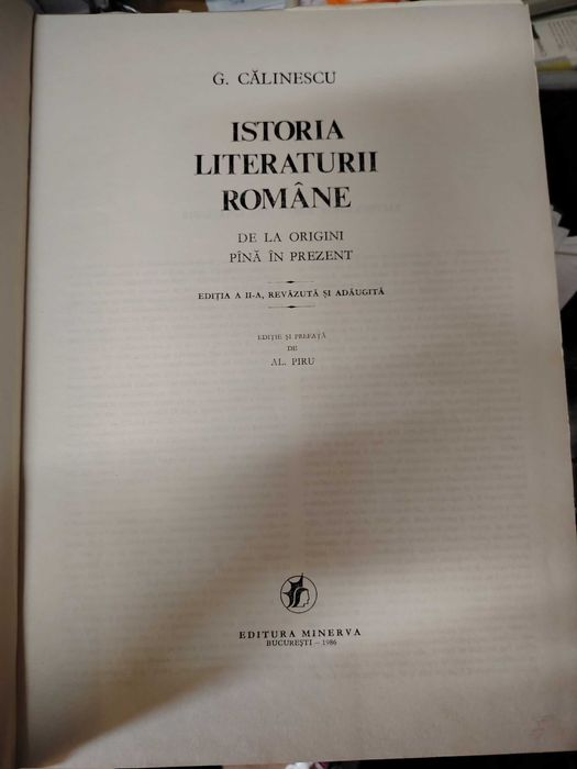 Istoria literaturii romane, Calinescu