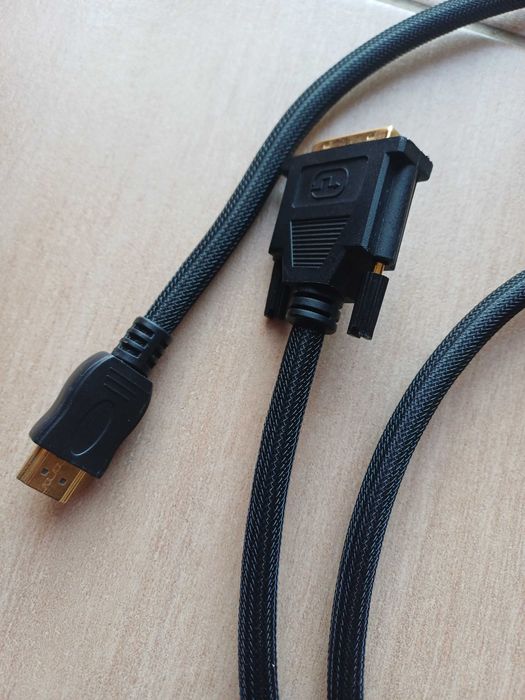 Cablu HDMI la DVI-D 1.5m braided textil negru premium–stare excelentă