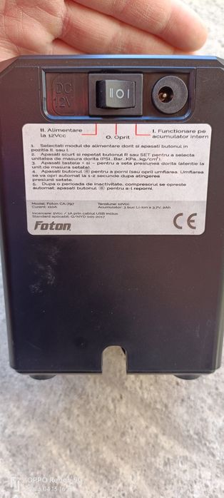 Compresor auto, moto, bicicleta, cu acumulator