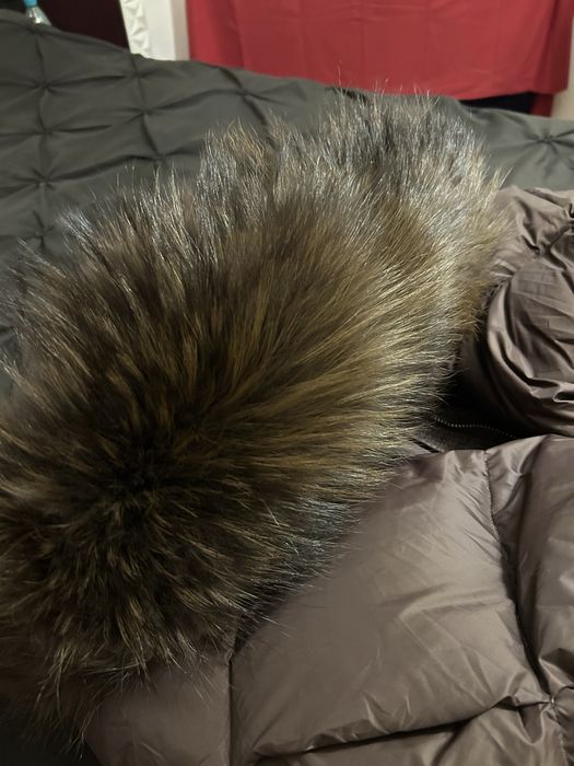 Дамско яке с гъши пух и яка- естествена лисица
