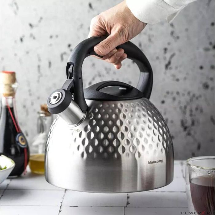 Fierbator din inox cu fluier, ceainic, argintiu, 3L, Klausberg