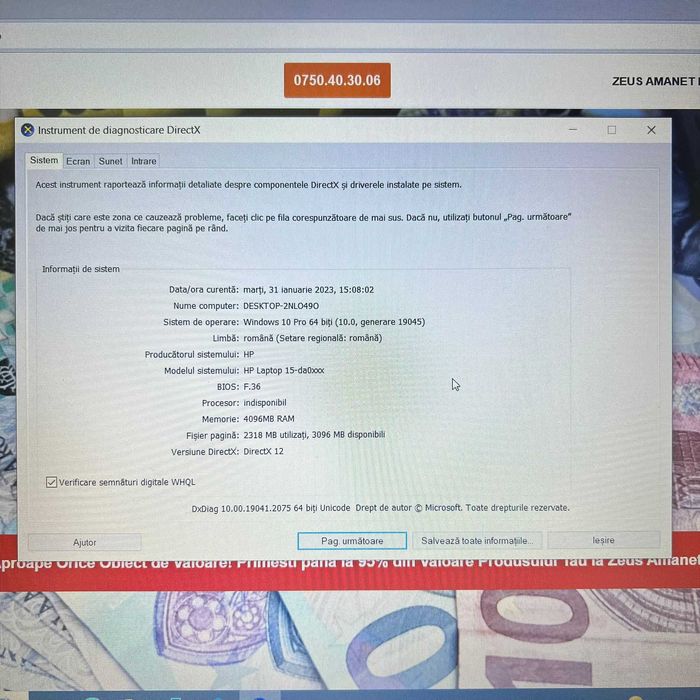 Laptop HP 15-DA0129NQ i5 gen 7, 4gb ram, 1Tb HDD, Zeus Amanet 34318