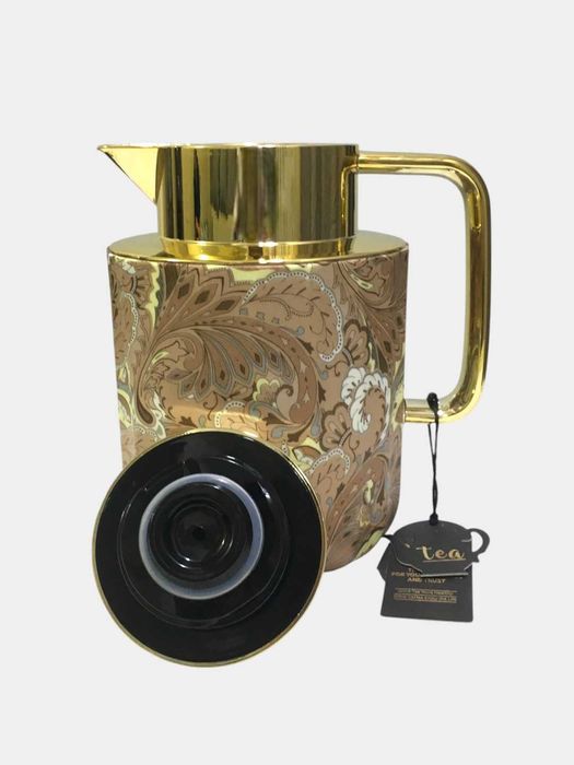 Термос Feenik 1л, чайник, кофейник, с красной стеклянной колбой