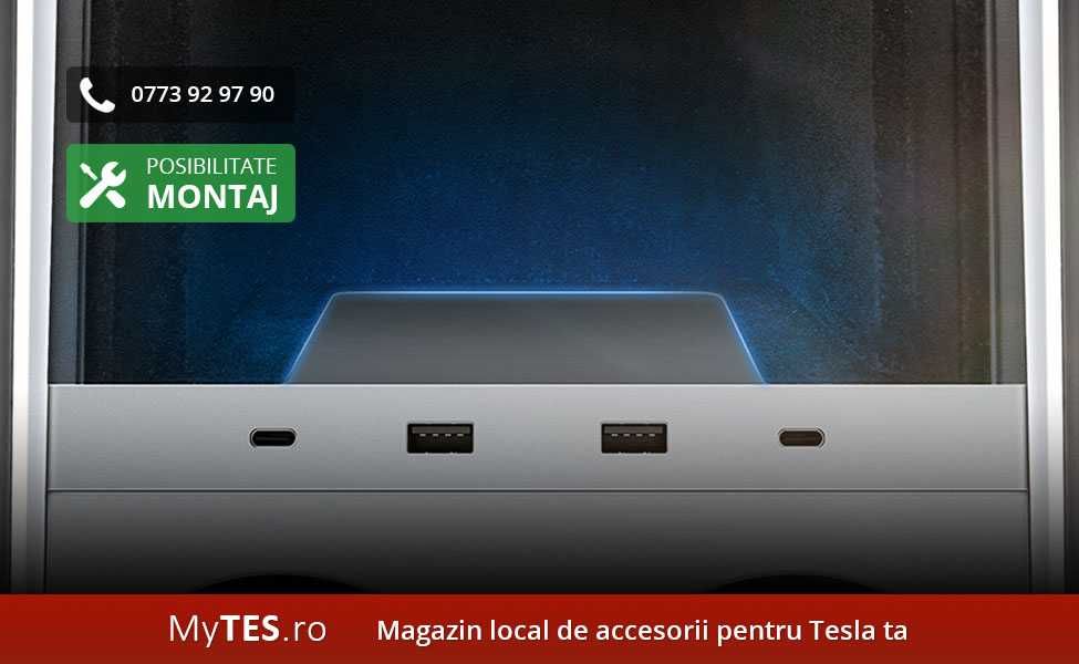Panou extensie mufe USB (cu/fara lumini ambientale) - Tesla Model 3/Y
