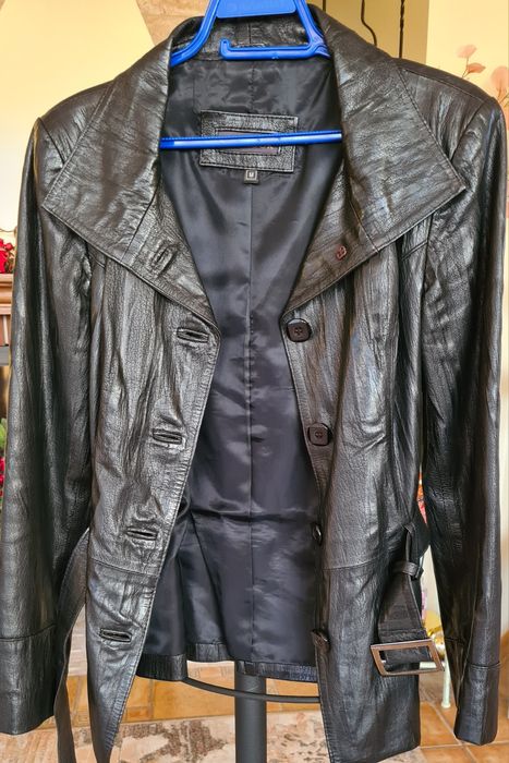 Дамско черно яке естествена кожа