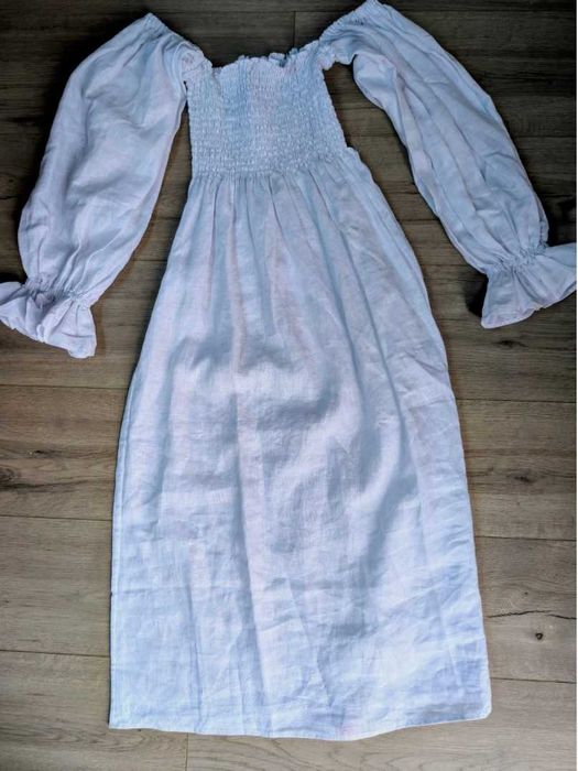 Sleeper Rochie incretita din in alba
