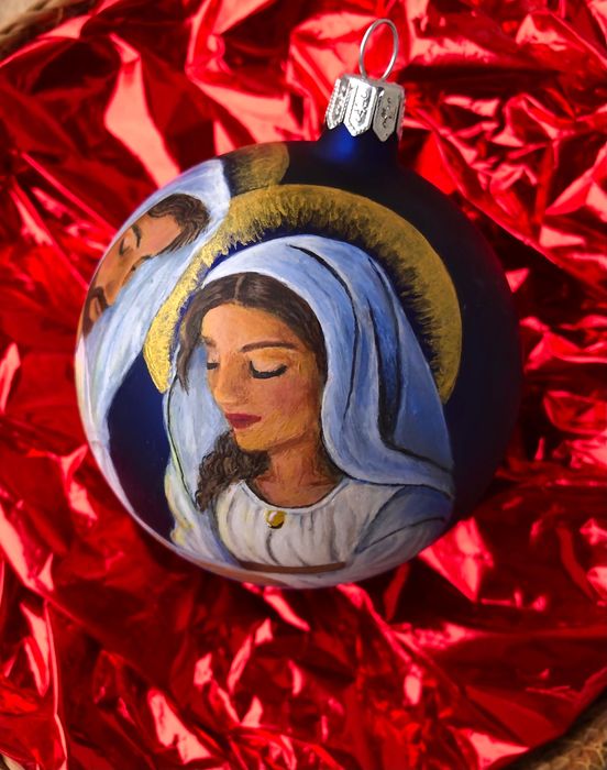 Glob de sticlă pictat manual- Nașterea Domnului