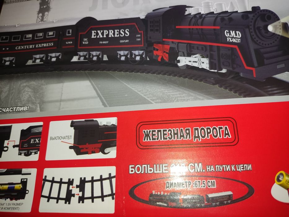 Железная дорога с поездом и вагонами