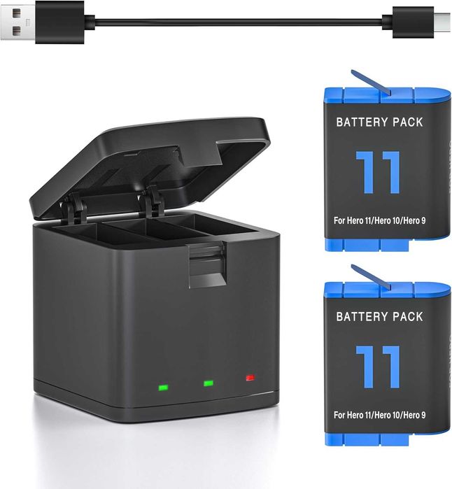 Зарядно за батерии NATNO и2 броя 1800mAh акумулаторни батерии за GoPro