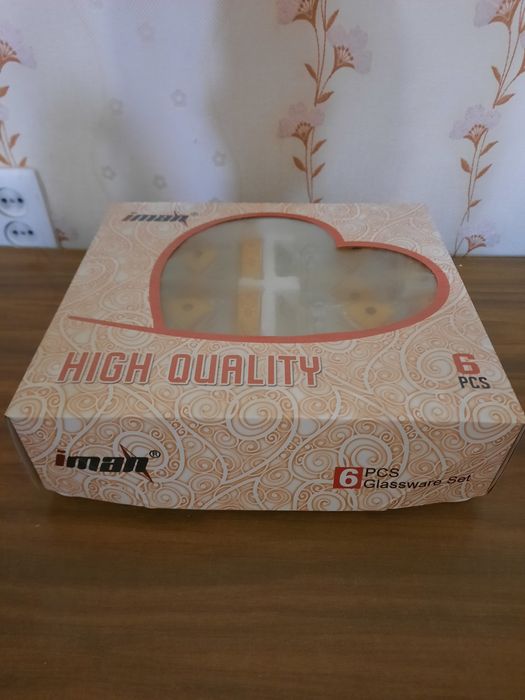 Стеклянные бокалы, новые, 6 штук