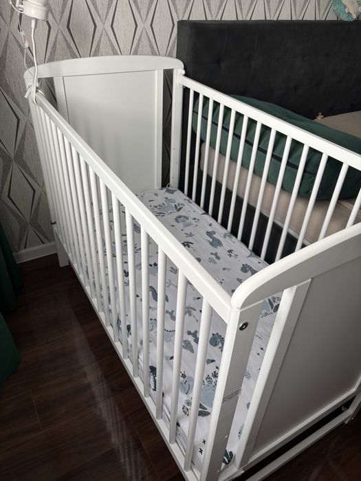 Patut din lemn bebe 120x60 plus saltea din cocos ca noi