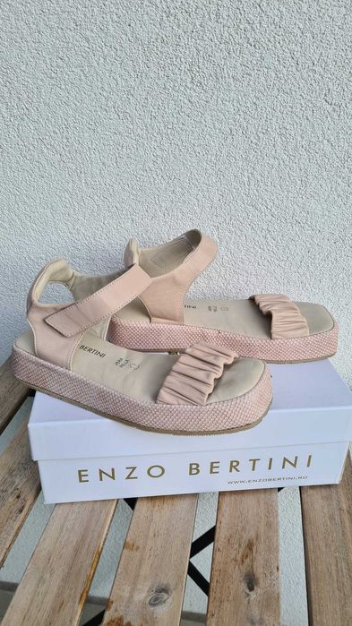 Sandale ENZO BERTINI, piele naturală, mărimea 37, roz pudrat/nude
