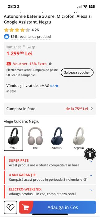 Casti Sony WH-1000XM5.