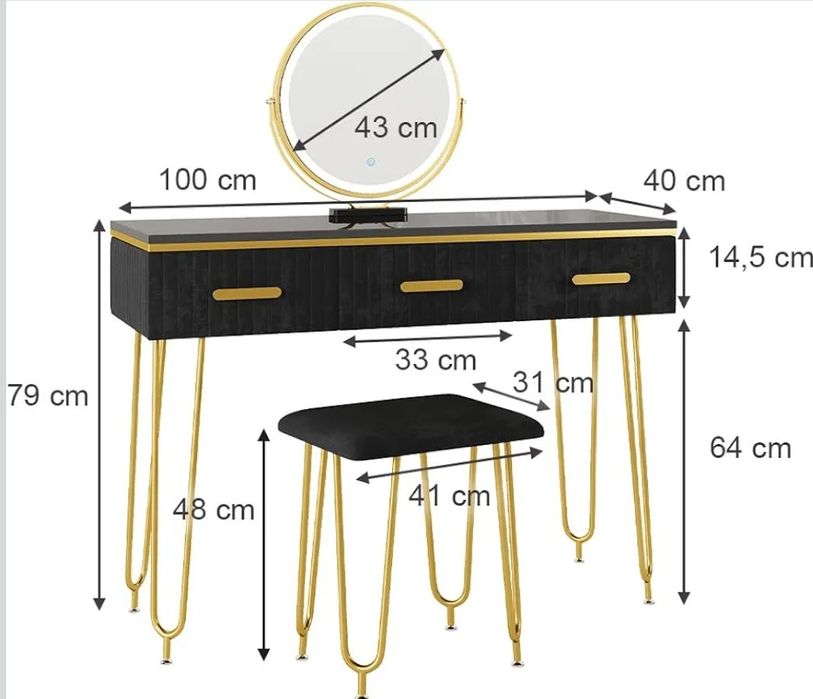 Дамска тоалетка MDF с LED осветление 5467