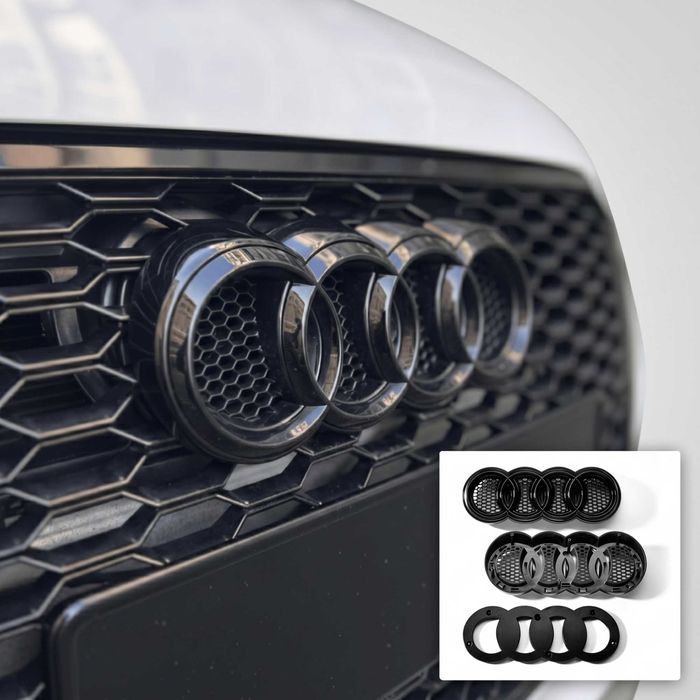 Suport Emblema Audi Grila Fagure RS + Emblemă Cromată