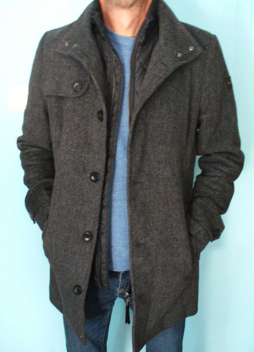 Преходно мъжко палто-Tom Tailor в Антрацитено сиво-черно