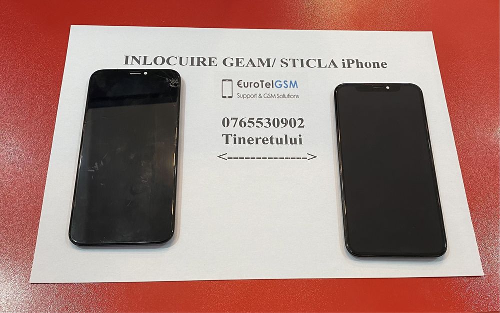 Geam  iPhone XS Max 250 lei