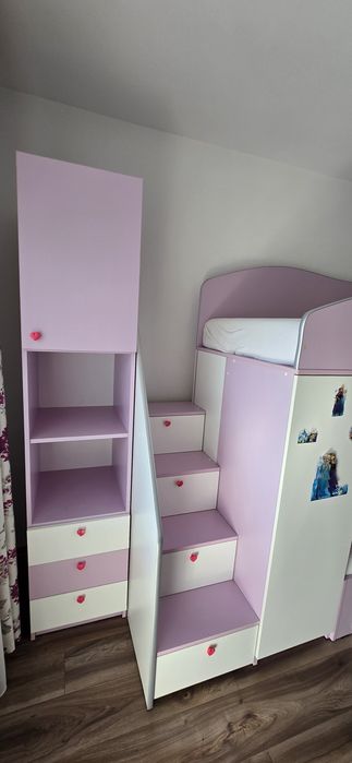 Mobila camera copii, 2 paturi suprapuse, saltele incluse