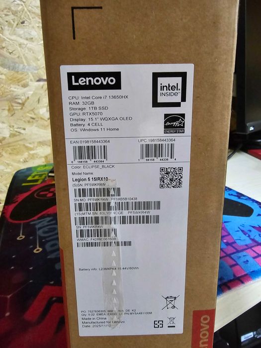 Laptop Gaming Lenovo I7 13th, Rtx 5070, 32gb ddr5, ssd 1tb, OLED!