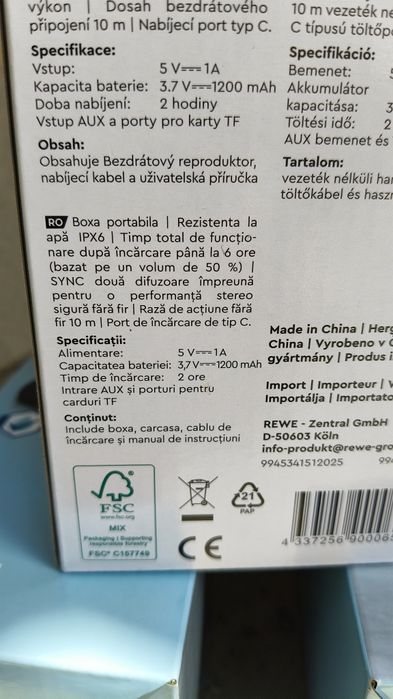 Boxa portabilă Vivess Nouă