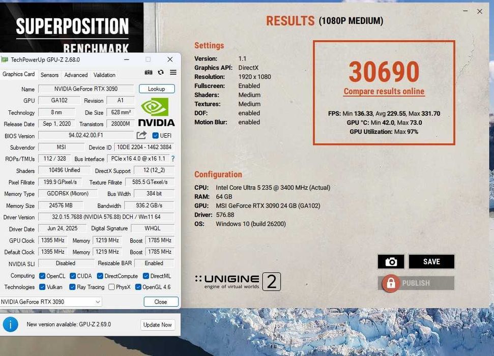 Placa video RTX 3090 Msi Gaming X Trio