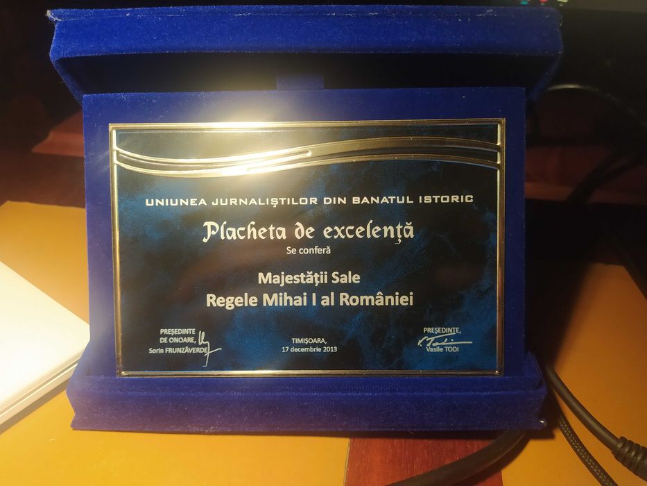 Placheta Regele Mihai Romania colectie aniversare