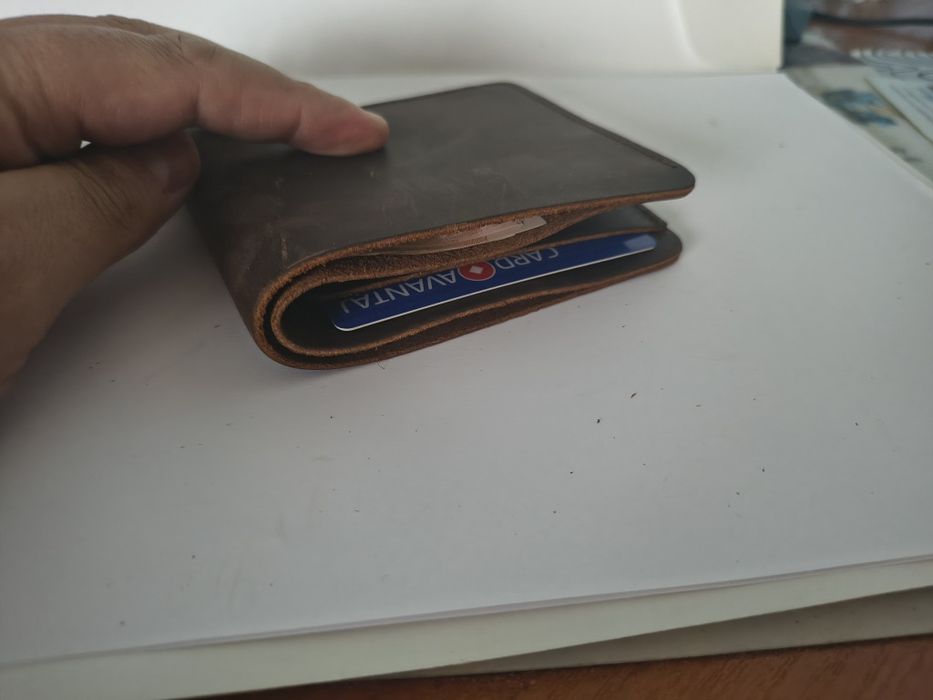 Portofel handmade din piele naturala de bovina maro închis