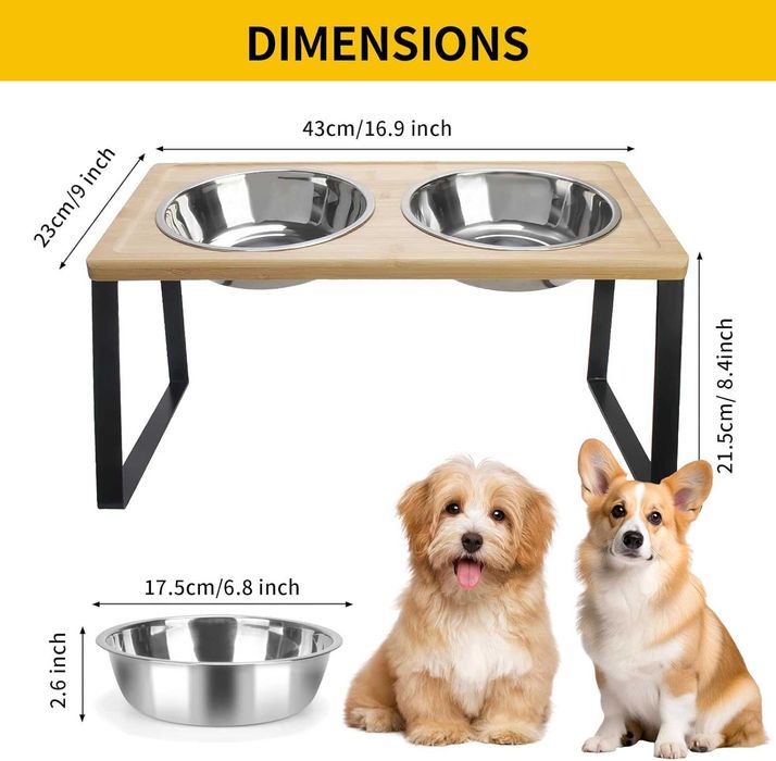 Маса за кучета (или други домашни любимци) с 2 купи