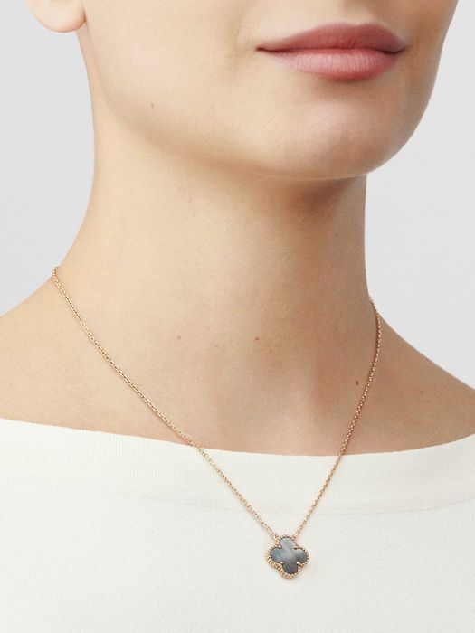 Van Cleef & Arpels VCA Silver Grey Mother Alhambra Clover Дамско Колие