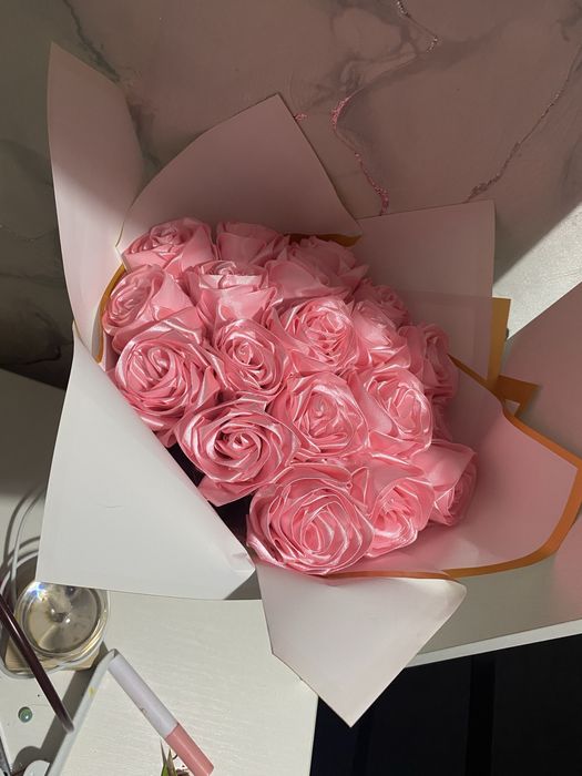 Букет из атласной ленты