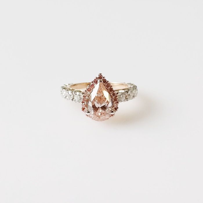 Inel logodna deosebit aur roz+diamante