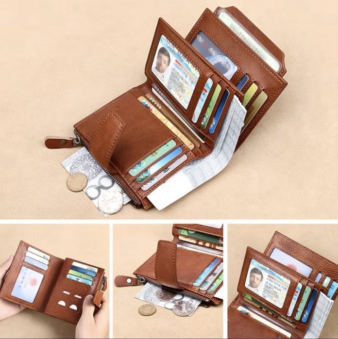 Мъжки удобни кожени портфейли с две лица /Защитени, стилни и елегантни