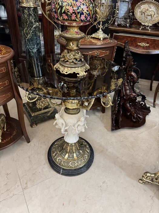 Masa cafea- portelan- bronz - marmura