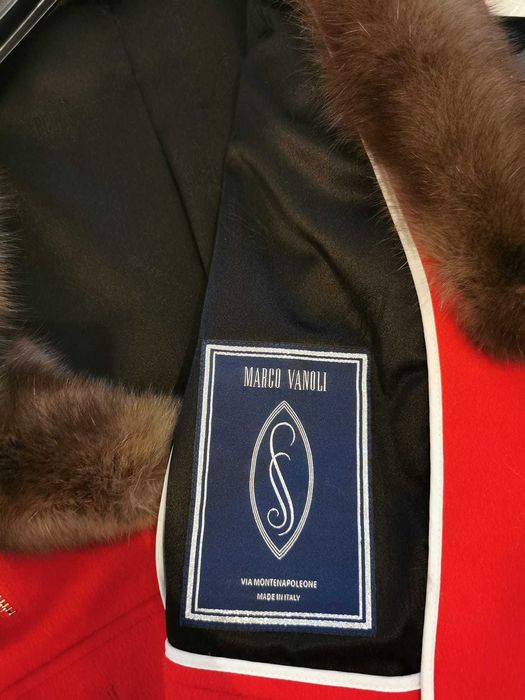 Vestă roșie cașmir & zibelină - Blana naturala