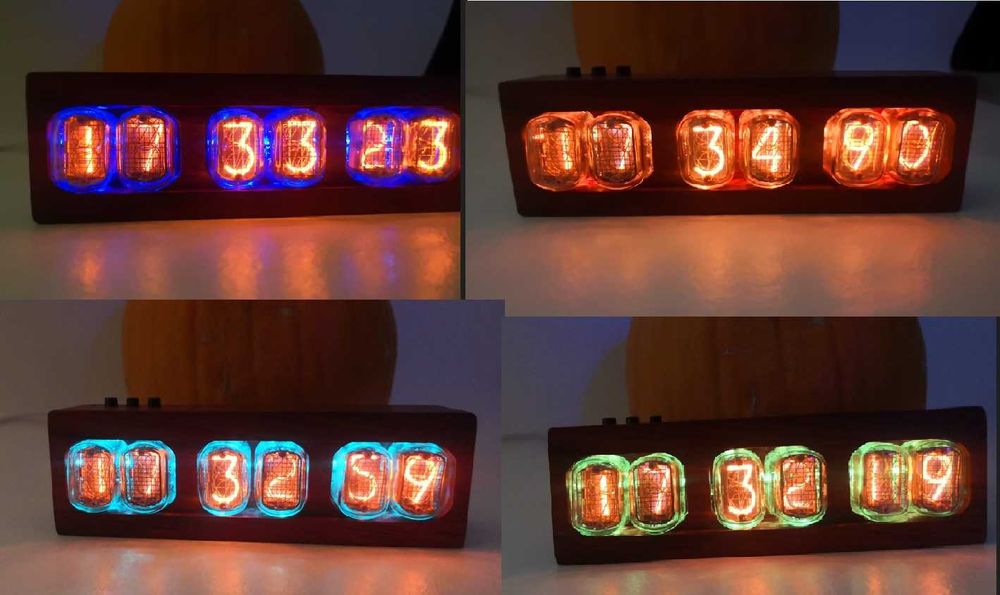 Ceas birou cu tuburi nixie din lemn de padauk african-cadoul perfect