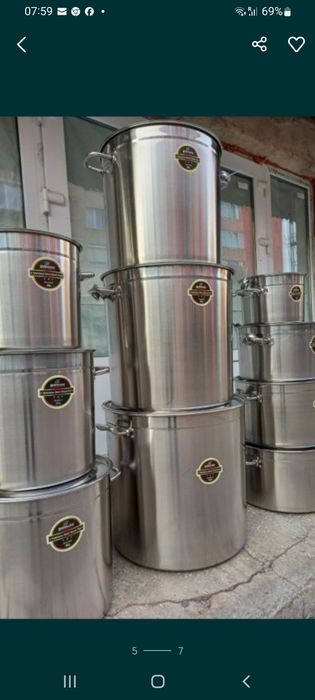 Oală inox alimentar 98 L  Promo 299 lei ( 50 x 50 ) cm cu capac inox