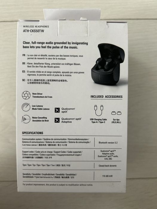 Casti in ear Audio-Technica ATH-CKS50TW Negru