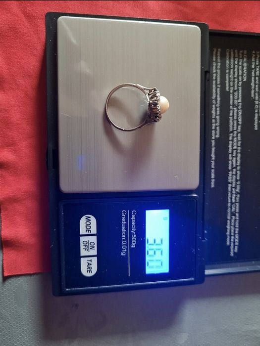 Inel cu perla Akoya , din aur alb 333 cu safire şi diamante