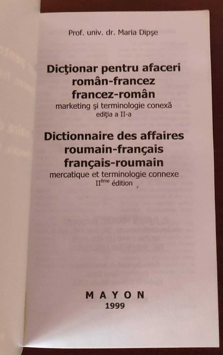 Dictionar pentru Afaceri roman-francez, francez-roman, de Maria Dipse