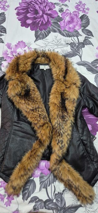 Зимно яке черно еко кожа еко пух. Ново, размер М Цена 150 лв.