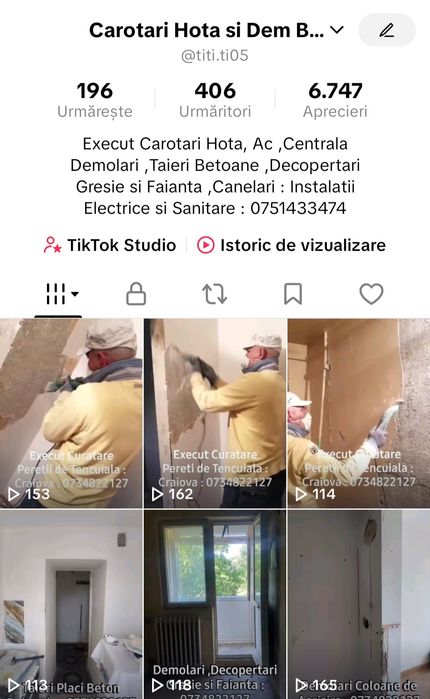 Demolari Taieri Betoane ,Decopertari  Gresie si Faianta ,Canelari Ins : Electrice si Sanitare.