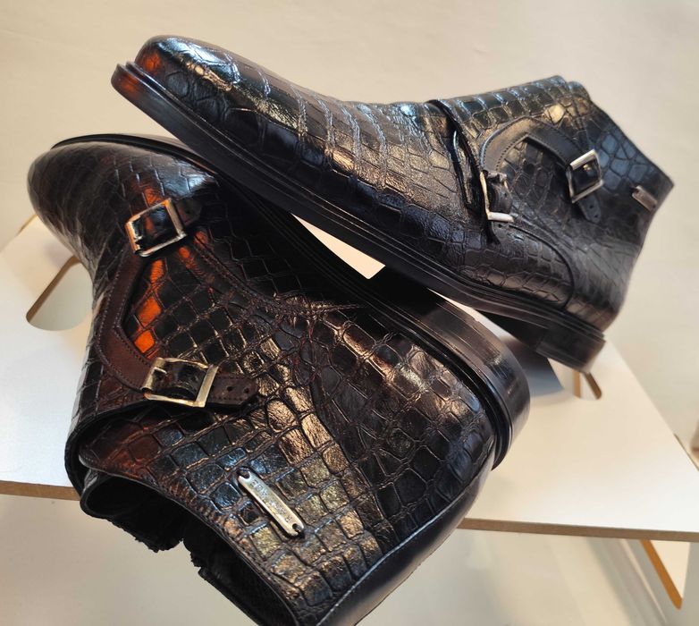 Ghete double monk 45 premium Rage Age piele naturala moale embosata