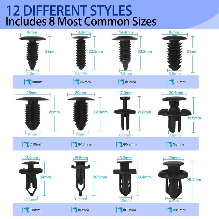 Комплект щипки за кори тапицерия за автомобил 240 броя