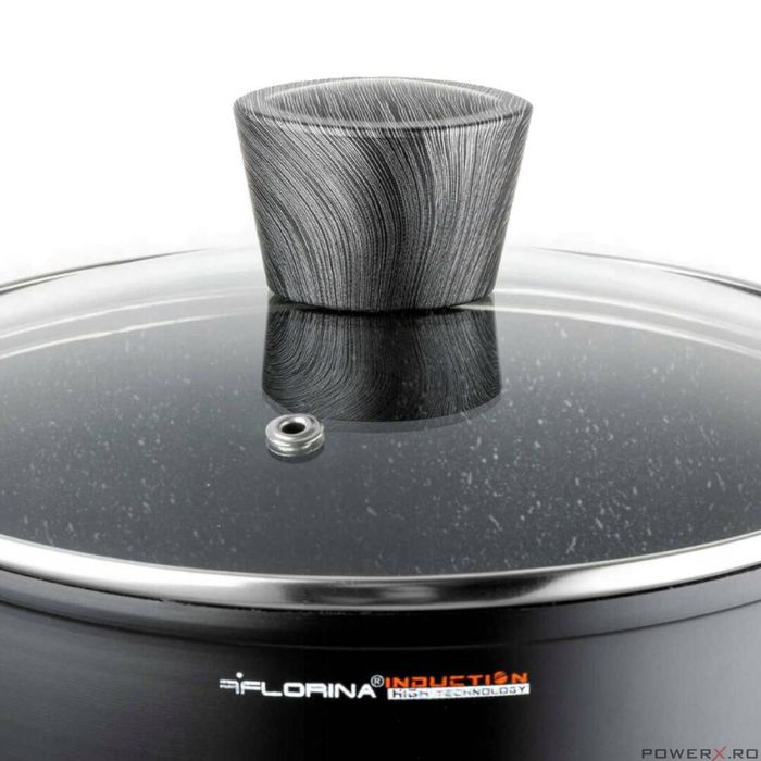 Oala din aluminiu cu invelis din marmura antiaderenta, cu capac, 24cm,