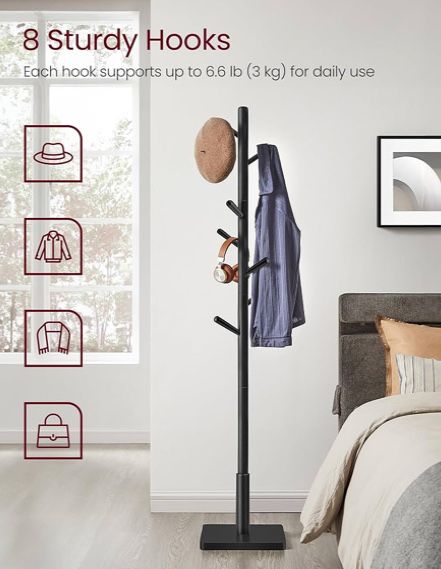 Свободно стояща дървена закачалка за палта