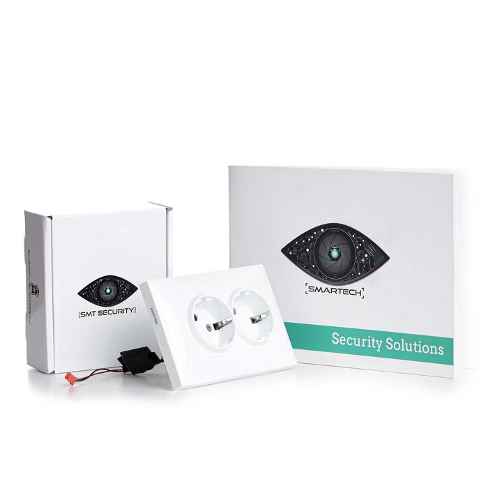 Microfon Spion GSM Profesional Integrat in Priza Dubla – Activare Vocala SMT SECURITY