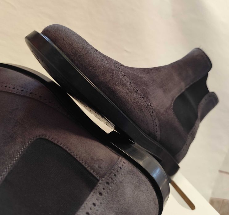 Ghete chelsea brogue 40 40.5 de lux TOD'S piele naturala premium suede