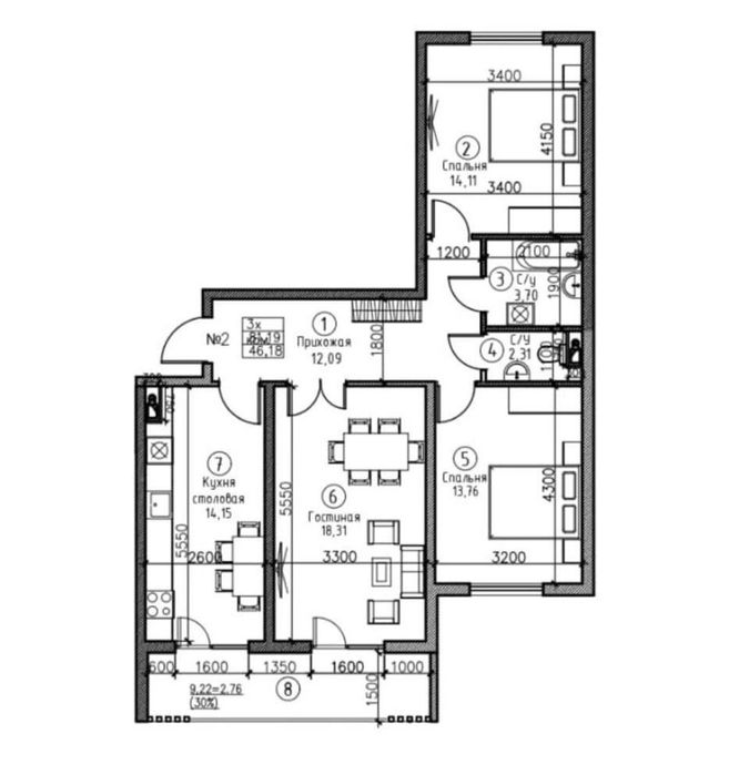 Новостройка квартира 3 комнатная High Town Юнусабад