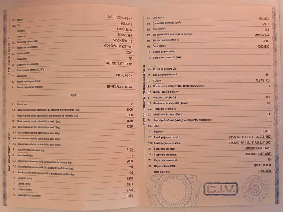 Mercedes Sprinter vand-schimb